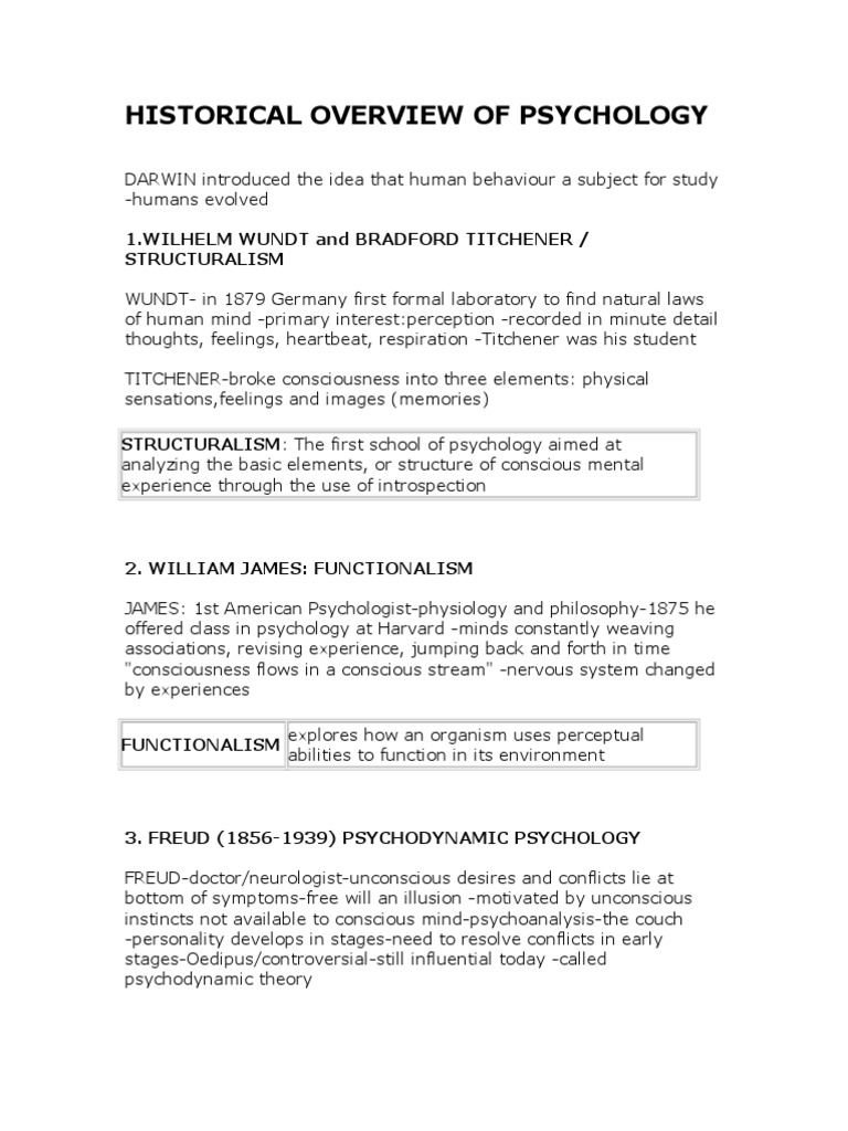 Historical Overview of Psychology | PDF