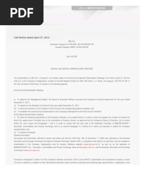 Call Notice 