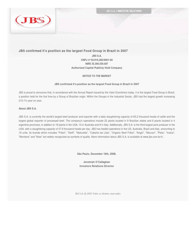 JBS Confirmed It | PDF