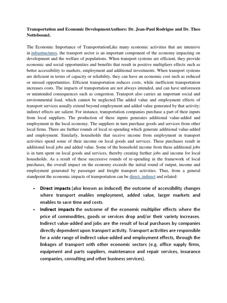 Transportation's Impact on Economic Growth | PDF | Transport | Economic ...