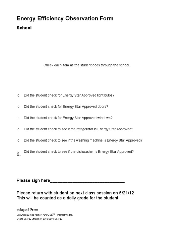 EnergyEfficiency - LetsSave School Observation Form | PDF | Career ...