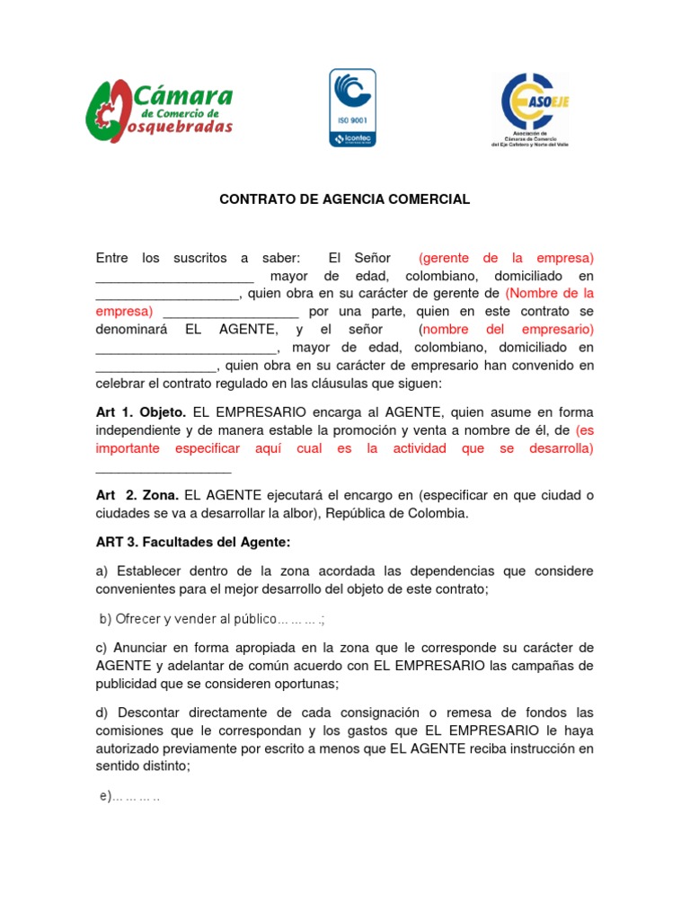 Contrato de Agencia Comercial | PDF | Liquidación | Salario