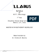 M.P.T. Neurology Syllabus by Dr. Krishna N. Sharma