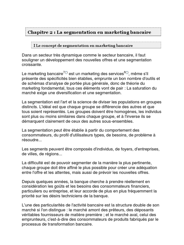 Segmentation en Marketing Bancaire  Banques  Sodles