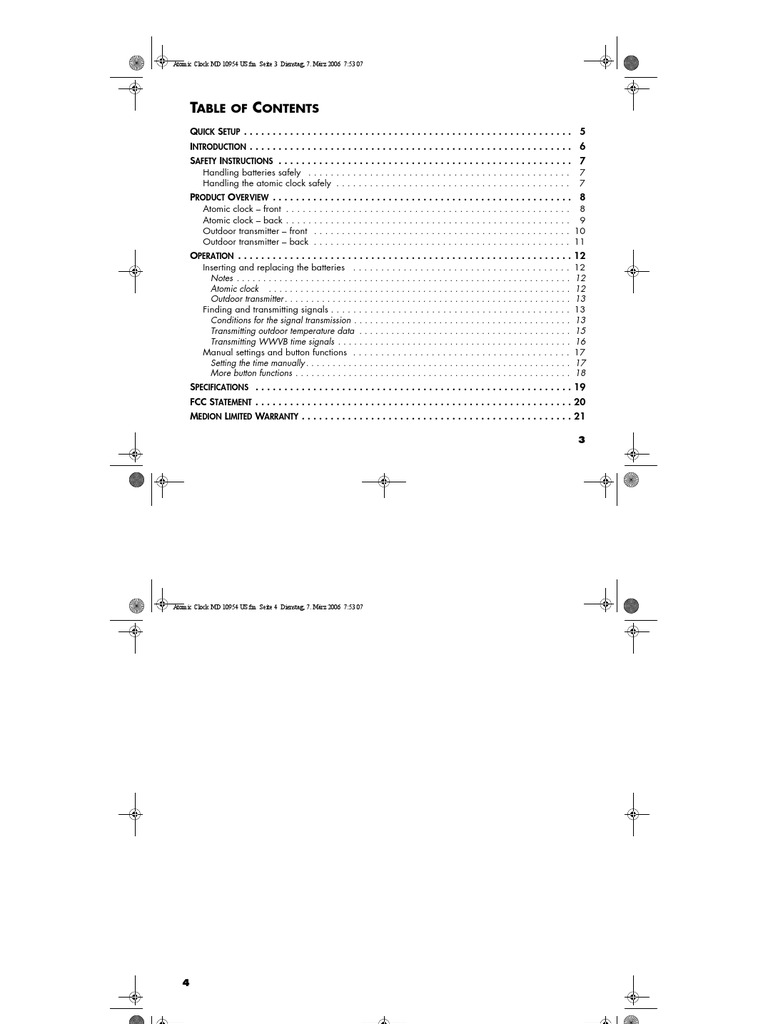 Medion Atomic Clock PDF Download Free PDF Clock