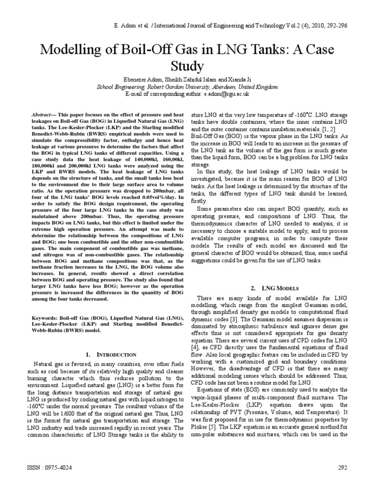 Modeling BoilOff Gas in LNGTanks PDF