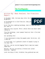 The Earthquake: Written By: Madi Rowland, San Francisco Report