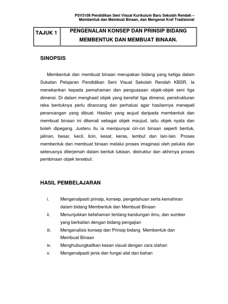 Modul Pgsr Membentuk Dan Membuat Binaan Pdf