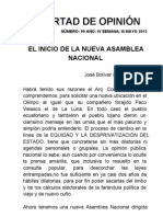 Libertad de Opinión: El Inicio de La Nueva Asamblea Nacional