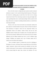 A Study On The Stress Management of The Staff Working in The Regional Transport Offices in Government of Tamilnadu Synopsis