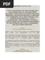 RA 8551-Philippine National Police Reform and Reorganization Act of 1998