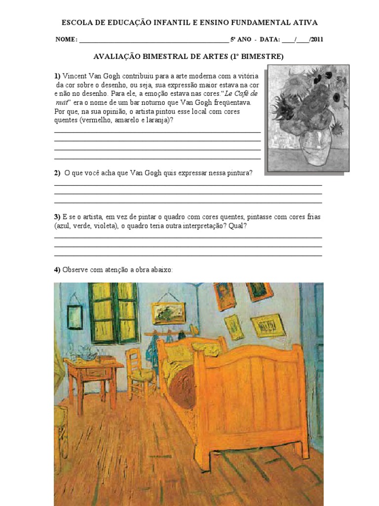 Avaliação de Artes 5º Ano - 1º Bimestre | PDF