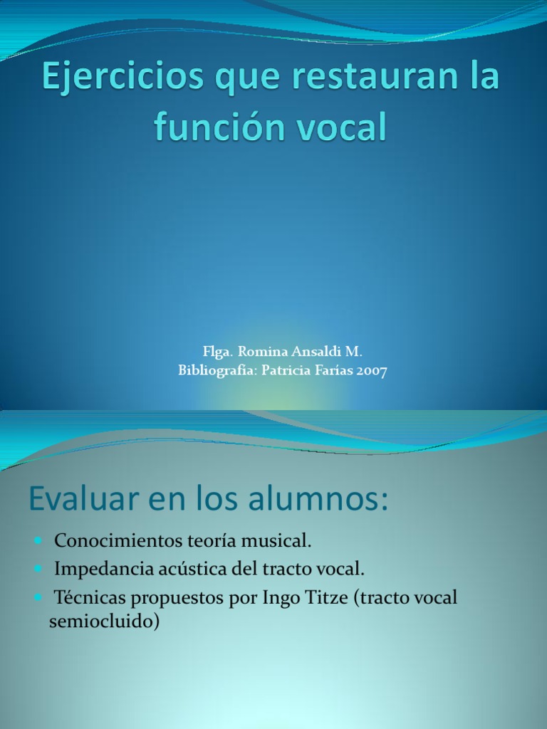 Ejercicios Que Restauran La Función Vocal | PDF | Vocal | Voz humana