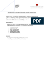 Programa de Capacitación A Manipuladores de Alimentos