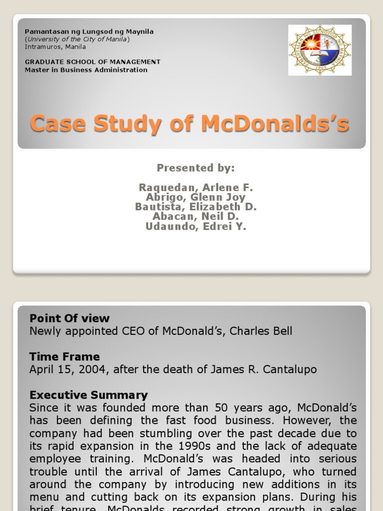 Case Study of McDonalds's | PDF | Mc Donald's | Franchising