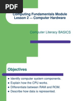 Computing Fundamentals Module Lesson 2 Computer Hardware