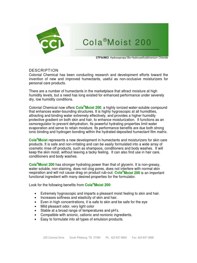 ColaMoist 200 | PDF | Chemical Substances | Chemistry
