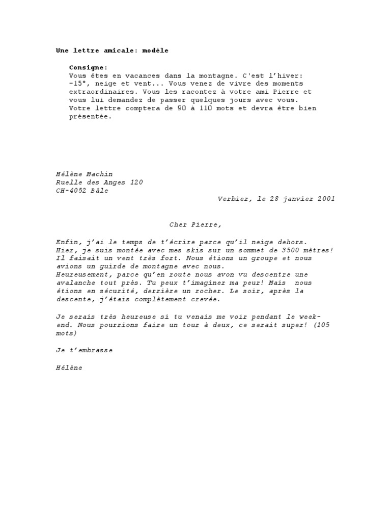Une Lettre Amicale