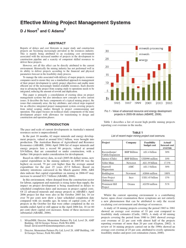 Optimizing Mining Project Management Systems | PDF | Feasibility Study ...