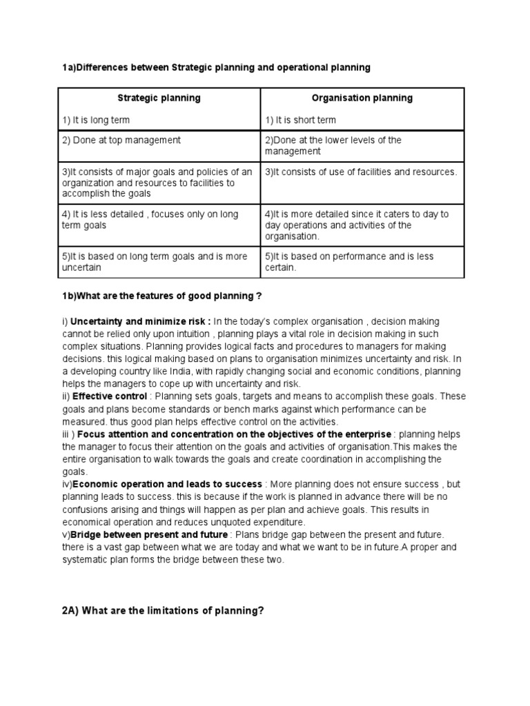 Strategic Planning and Operational Planning | PDF | Entrepreneurship ...
