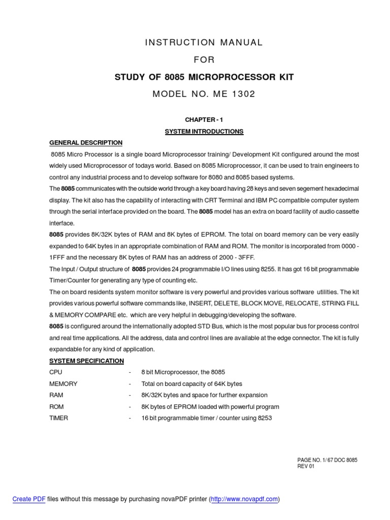 8085 Microprocessor | PDF | Computers