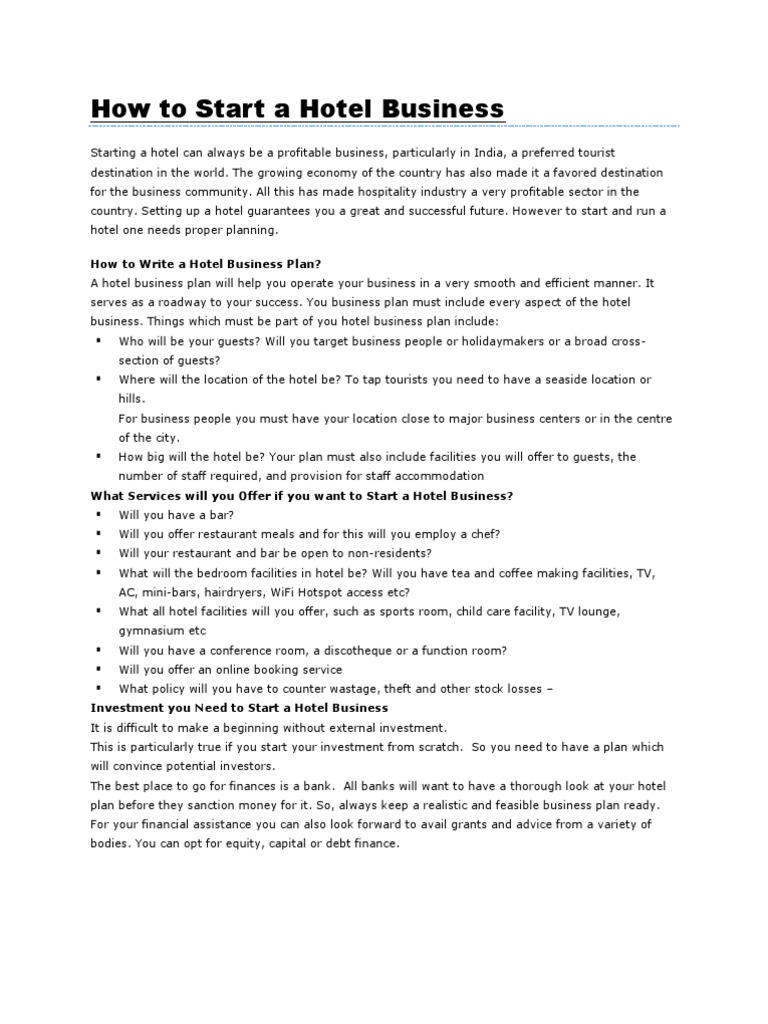 How To Start A Hotel Business PDF Motel Basement