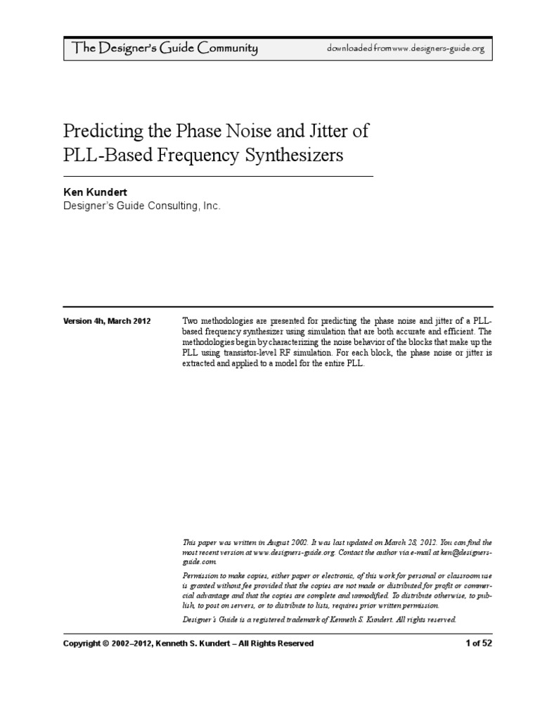 PLL Frequency Synthesizers | PDF