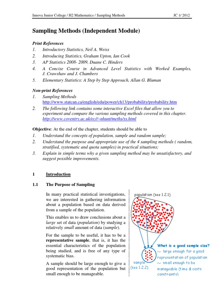 H2 Sampling Methods Indpt Module Sampling Statistics - 