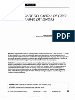 Necessidade 00 Capital de Giro E Nível de Vendas: Point". "Saies