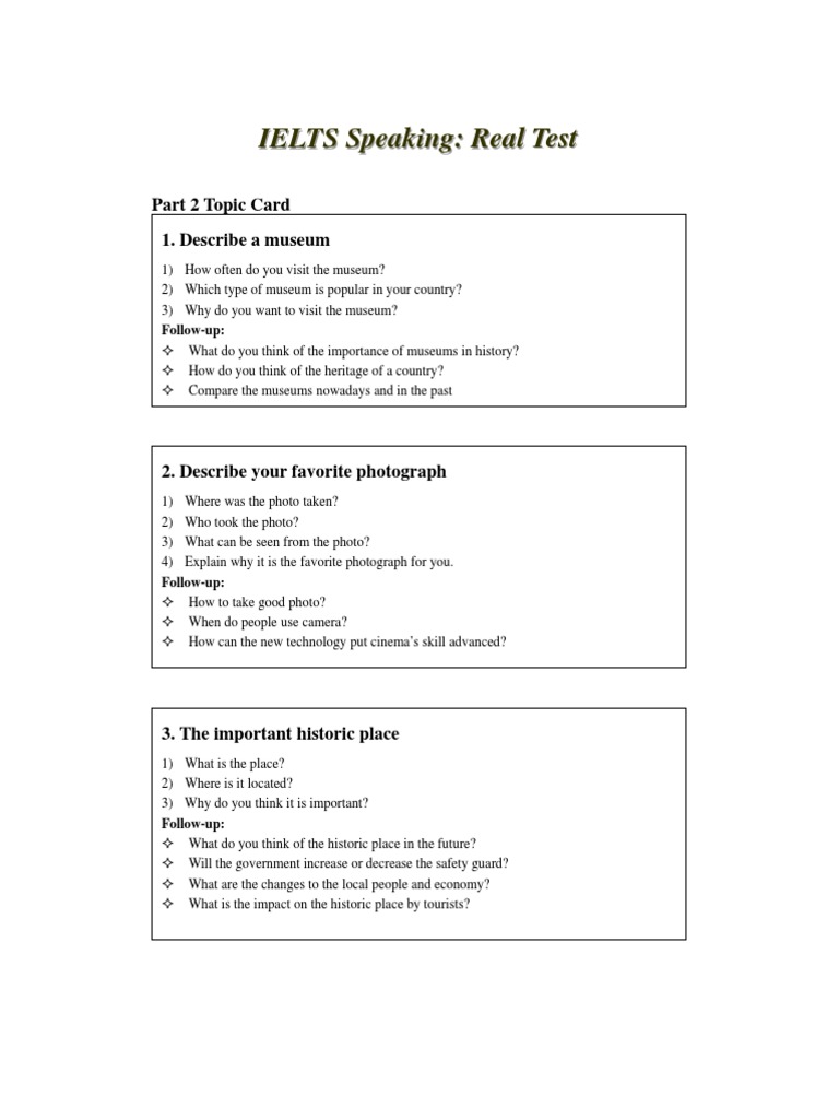 Sample IELTS Speaking Test Questions | PDF | News | Traffic