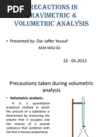 Precautions in Gravimetric & Volumetric Analysis