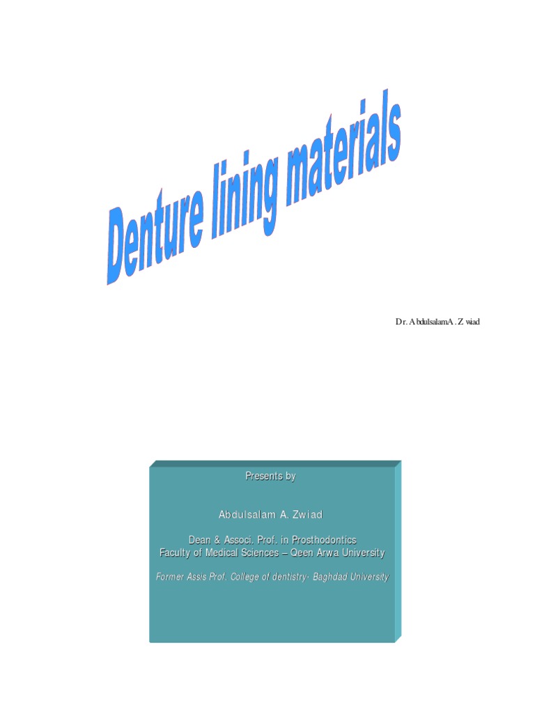 Denture Lining Materials Dentures Chemistry
