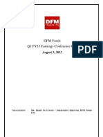 DFM Foods LTD Q1FY13 Transcripts