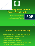 Optimizing Maintenance Spare Parts Levels: A Unique and Effective