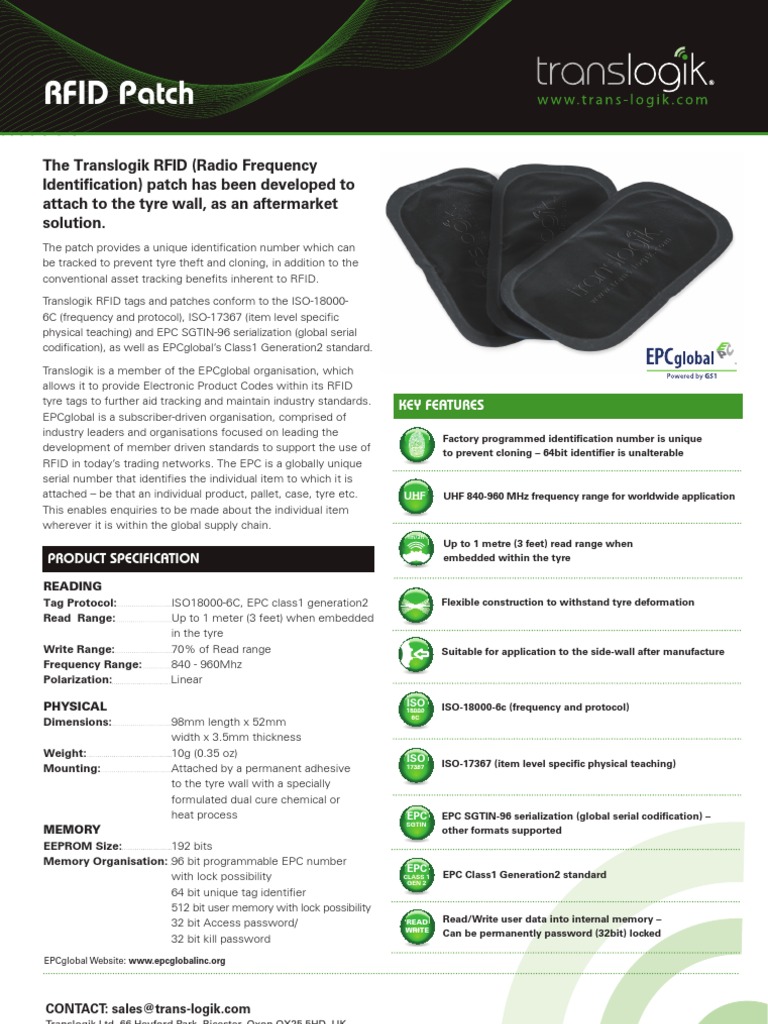 Translogik RFID Patch Overview | PDF | Radio Frequency Identification ...