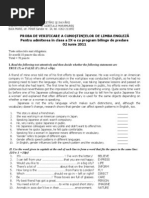 Proba Verificare LB Engleza Profil Bilingv 2011 PDF