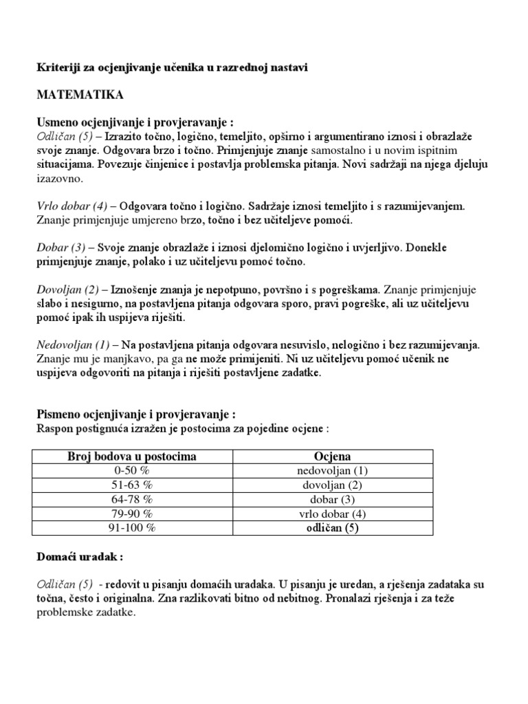 Opisne Ocjene | PDF