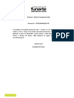 Portaria de Instituicao Bolsa Funarte de Aperfeicoamento Tecnico e Artistico em Musica 2012