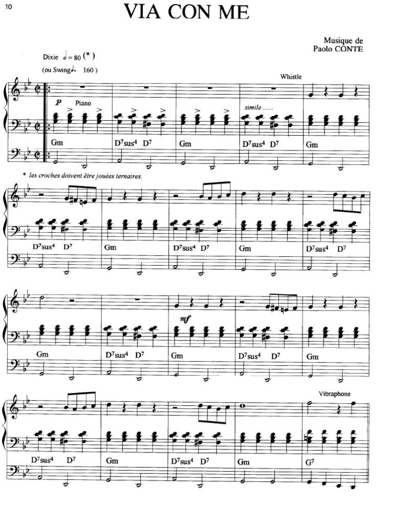 Paolo Conte Via Con Me 1981 Sheet Music