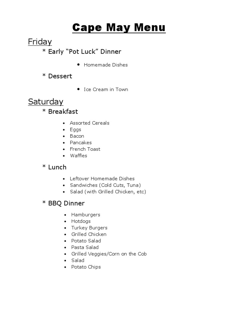 Cape May Menu PDF