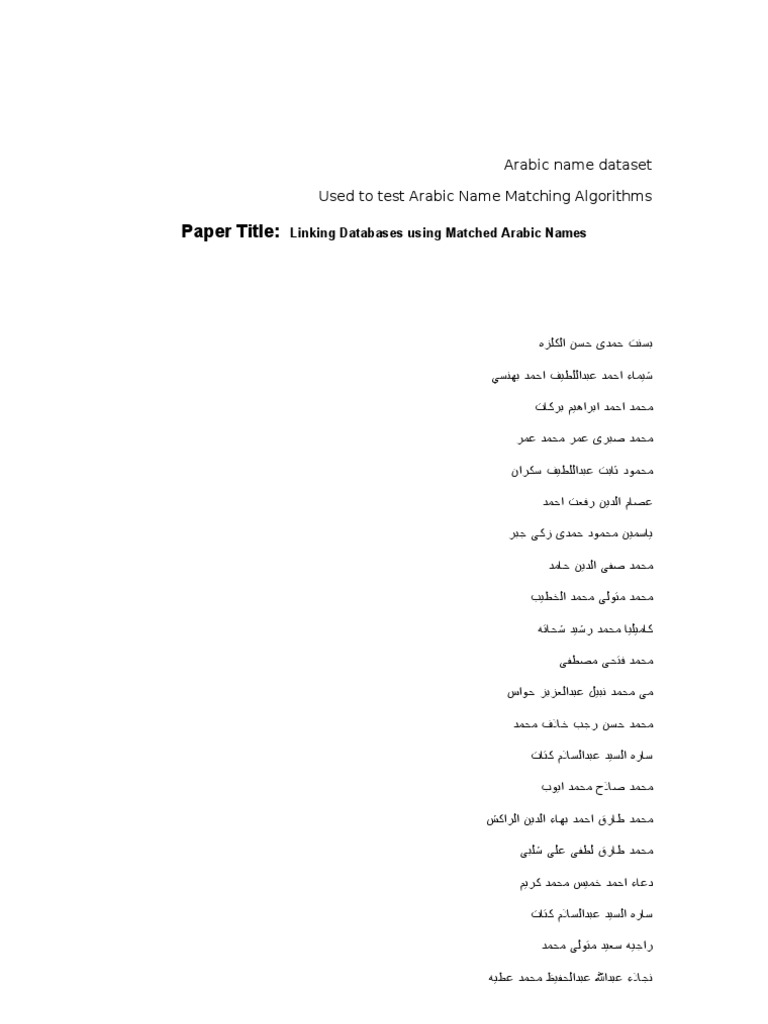 Arabic Name Dataset | PDF