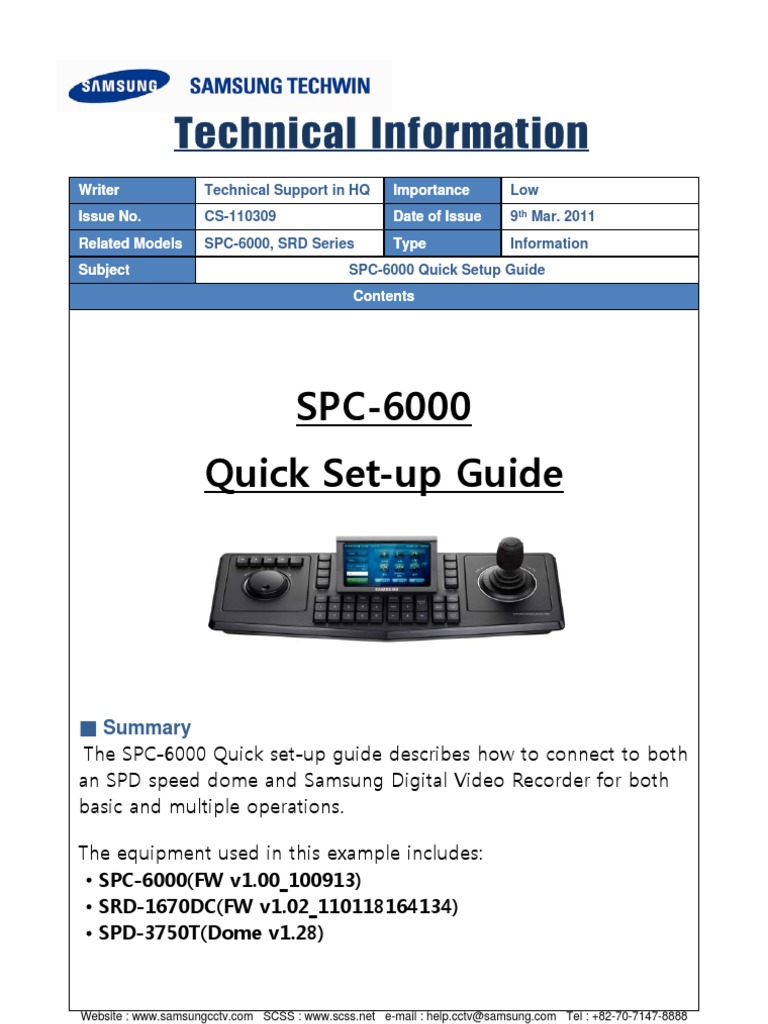 SPC6000 Quick Guide Computer Keyboard Data Transmission