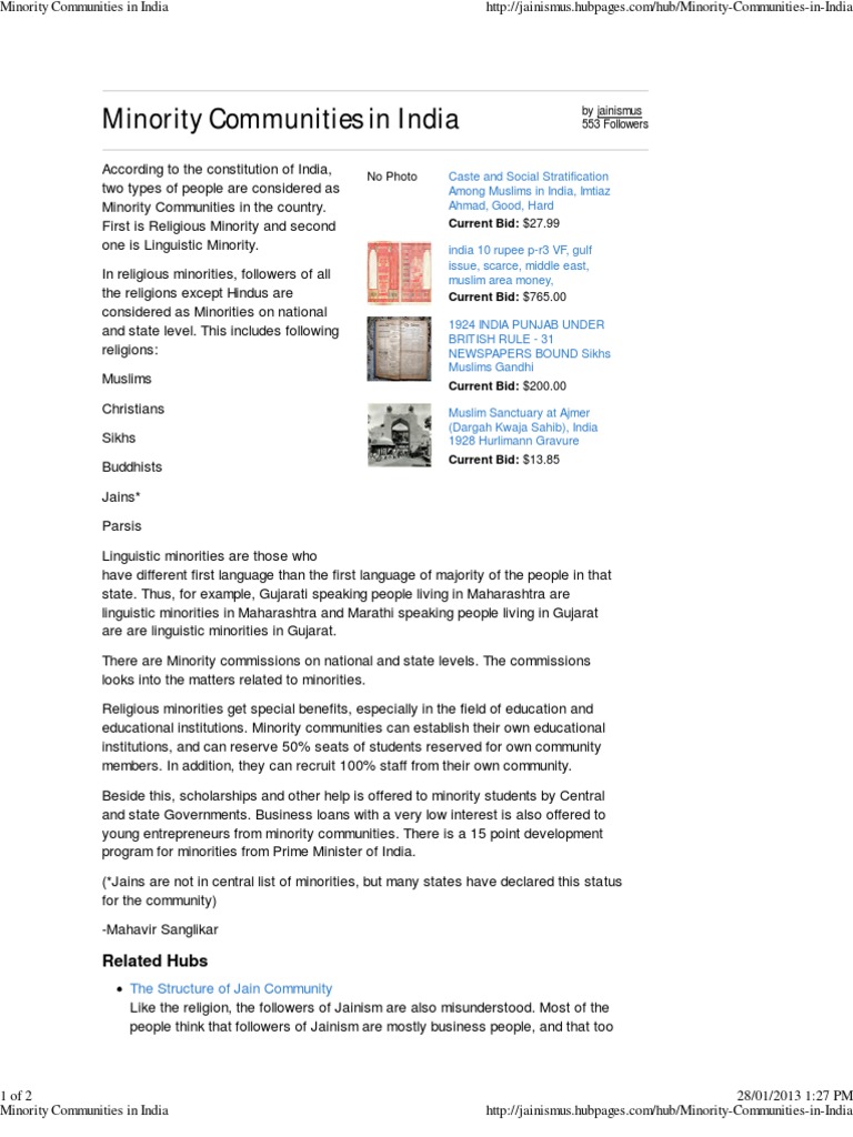 Minority Communities in India PDF Gujarat Minority Group