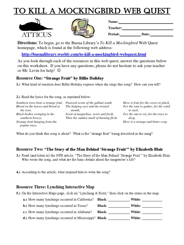 Worksheets To Kill A Mockingbird Worksheets etec 523 assignment 9 web quest worksheet to kill a mockingbird