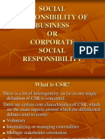 Social Responsibility of Business OR Corporate Social Responsibility