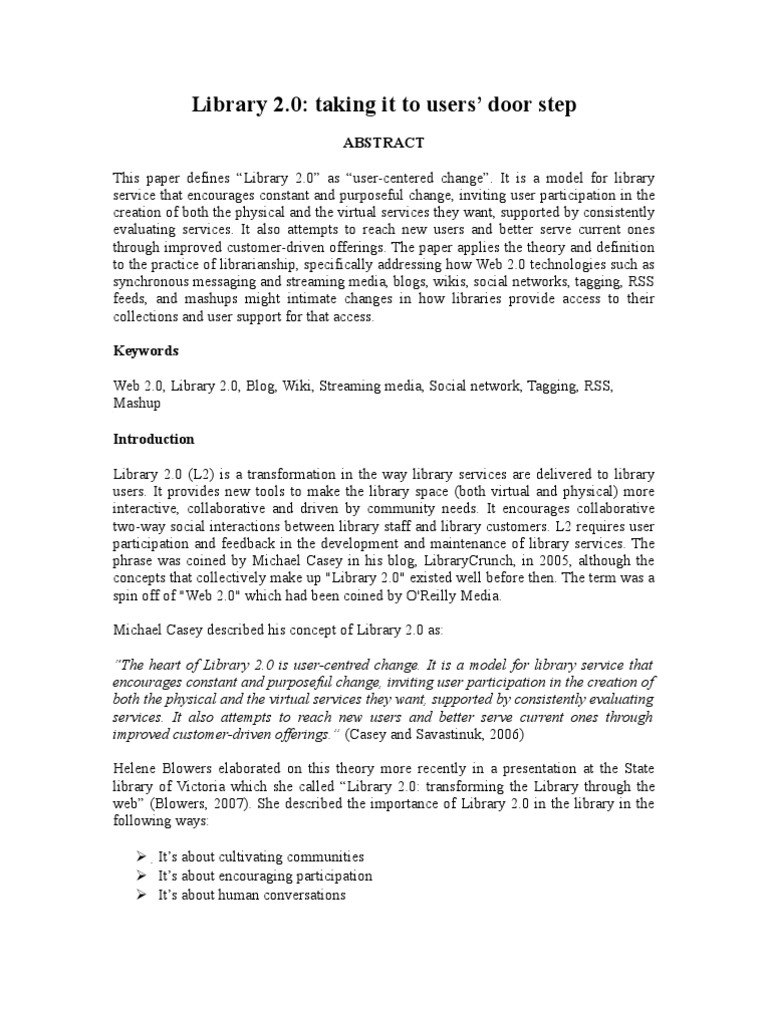 Understanding Library 2.0 Concepts | PDF | Tag (Metadata) | Web 2.0