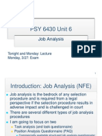 PSY 6430 Unit 6: Job Analysis