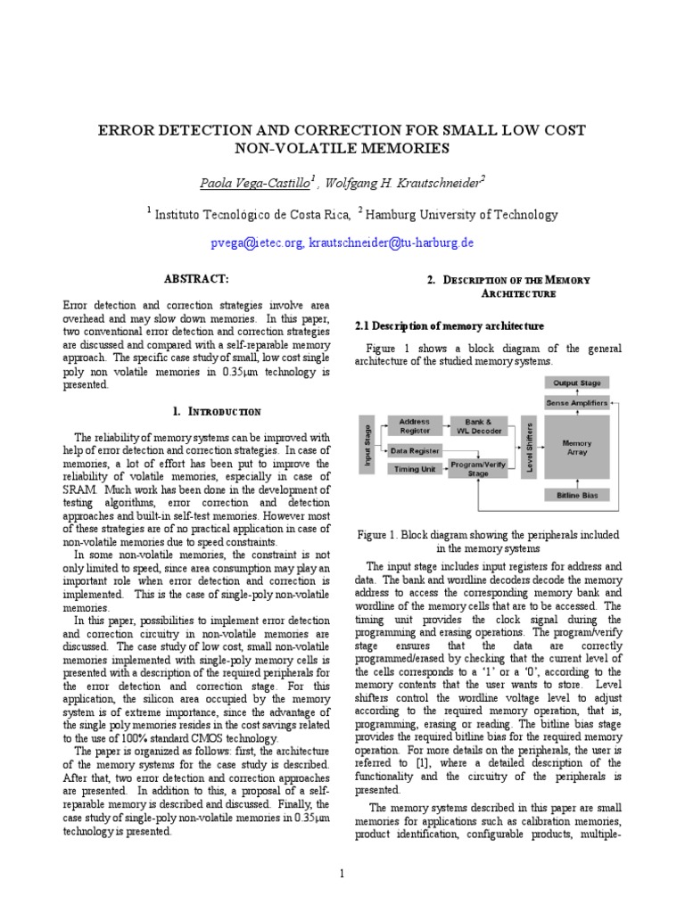 Error Correction in Non-Volatile Memories | PDF | Computer Data Storage ...