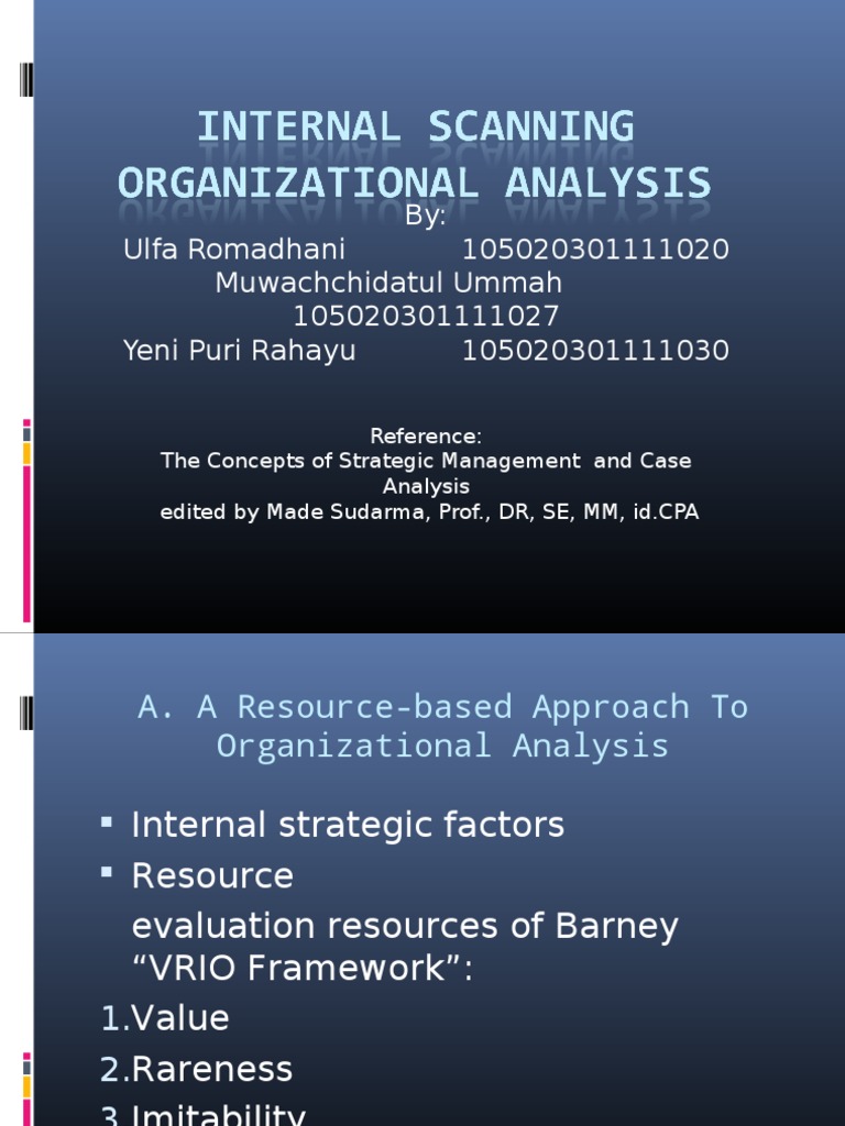 Internal Scanning Organizational Analysis Research And Development