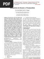 Biometrics in Secure E-Transaction: International Journal of Emerging Trends & Technology in Computer Science (IJETTCS)